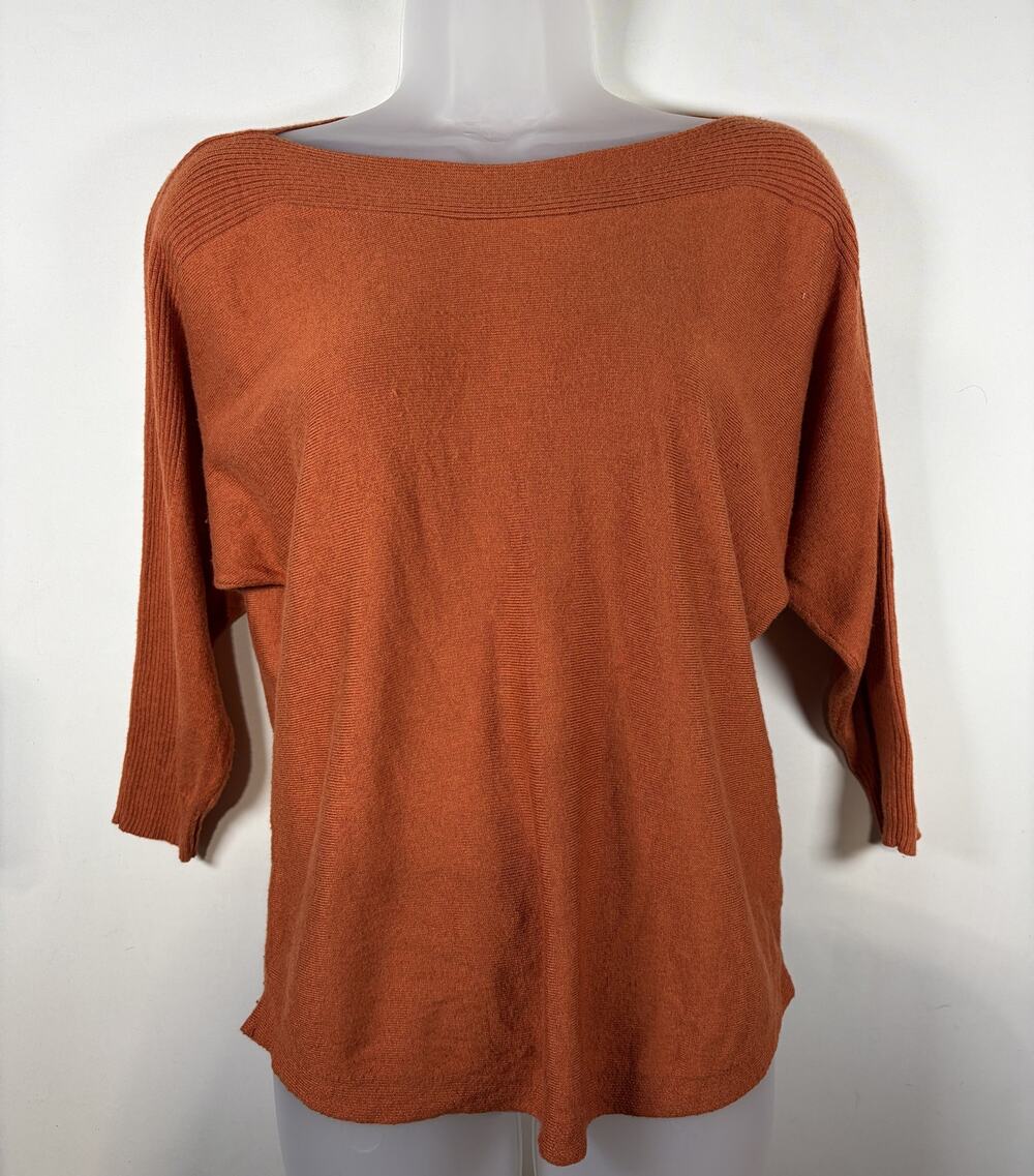 Chico's Size 0 (Small) Orange Boatneck Sweater EUC